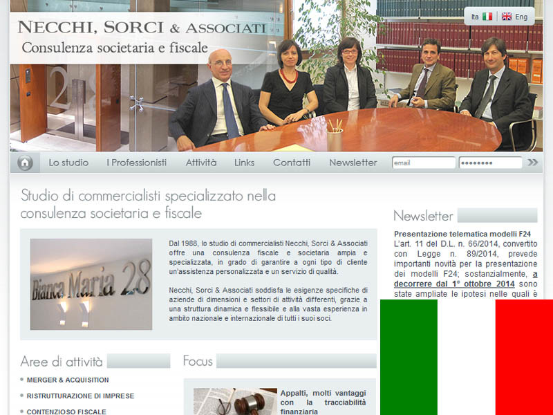 Necchi, Sorci & Associati
Mr. Giuliano Necchi Viale Bianca Maria, 28 ITALY Tel: 0039-02-55019103 Fax: 0039-02-5512065 Home: www.necchisorci.com Mail: gnecchi@necchisorci.com